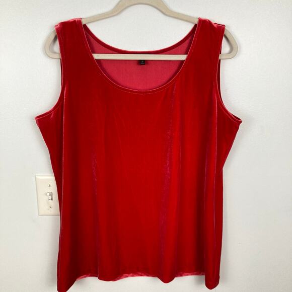 Talbots Womens 1X Red Velvet Sleeveless Top Special Event Party Holiday Vamp - Picture 1 of 10